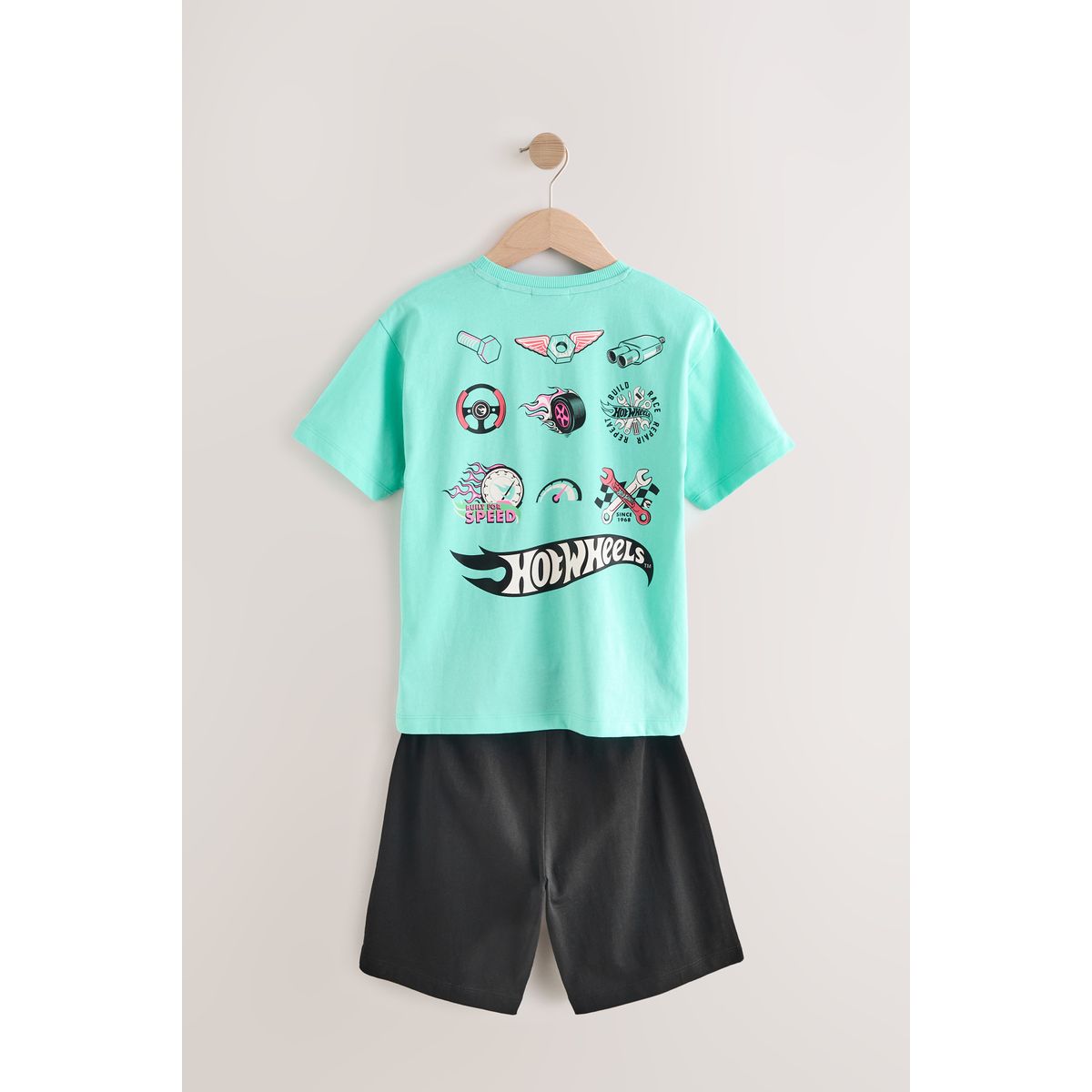 Pyjama court hot wheels, lot de 2 bleu/crème, NEXT