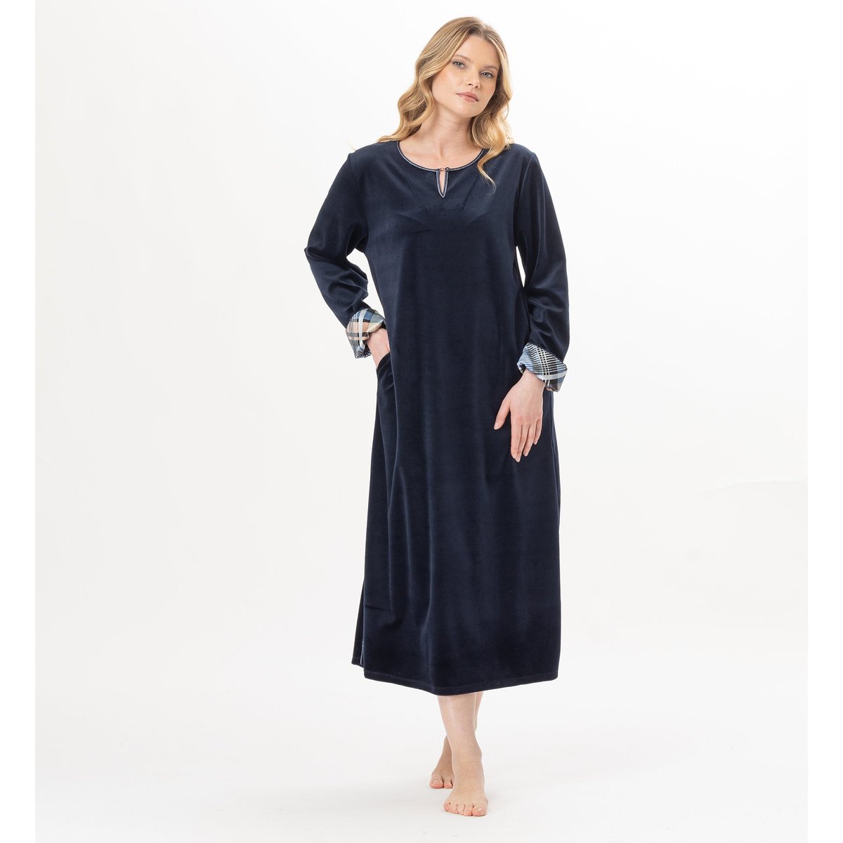 Robe longue en velours BRADLEY 141 bleu, LE CHAT