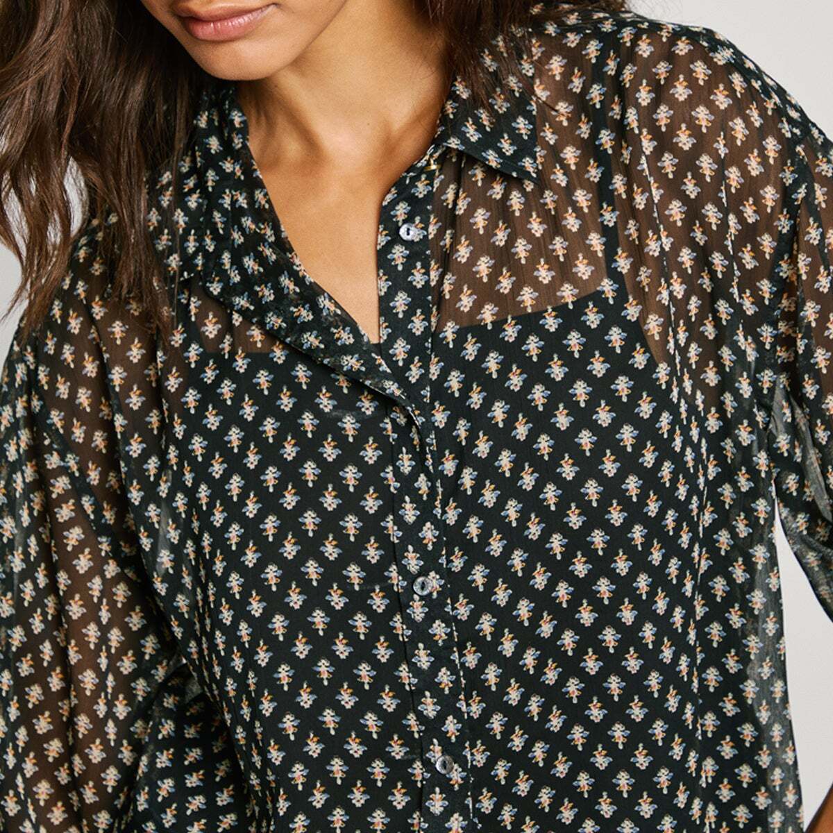 Blouse Semi-Transparente En Mousseline brun terre, PEPE JEANS