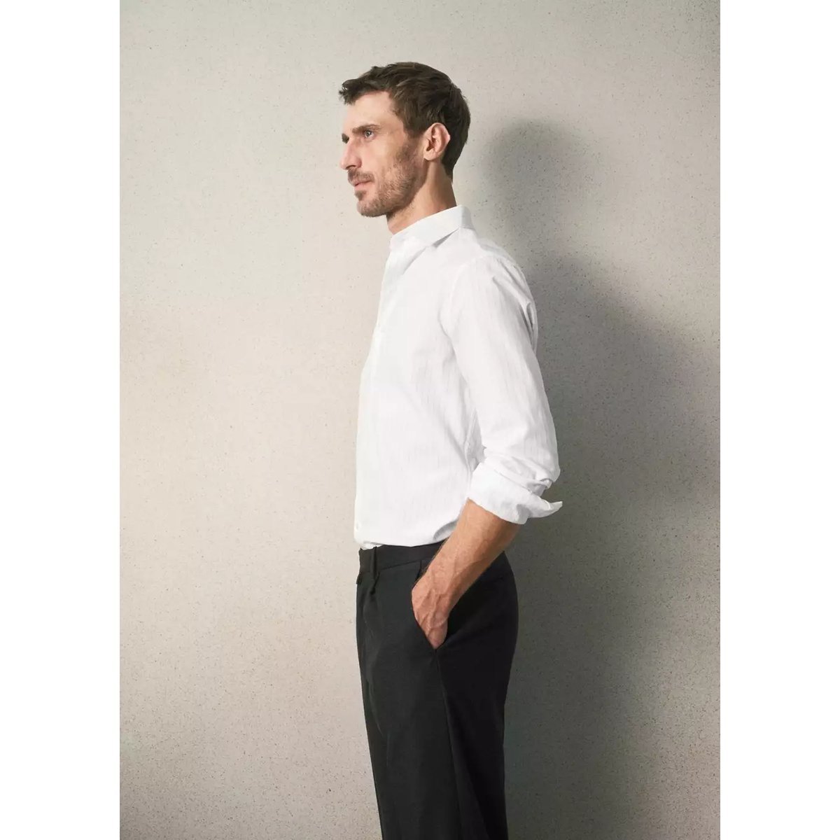 Chemise 100 % coton rayures slim-fit gris, MANGO MAN