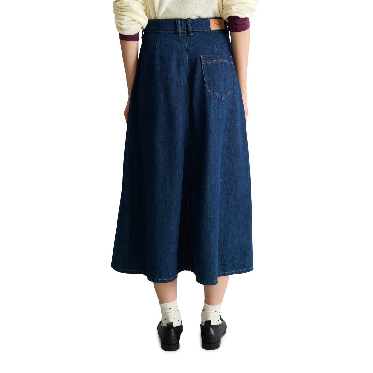 Jupe en jean évasée réalisé avec Orange Fiber bleu, MARC O’POLO DENIM