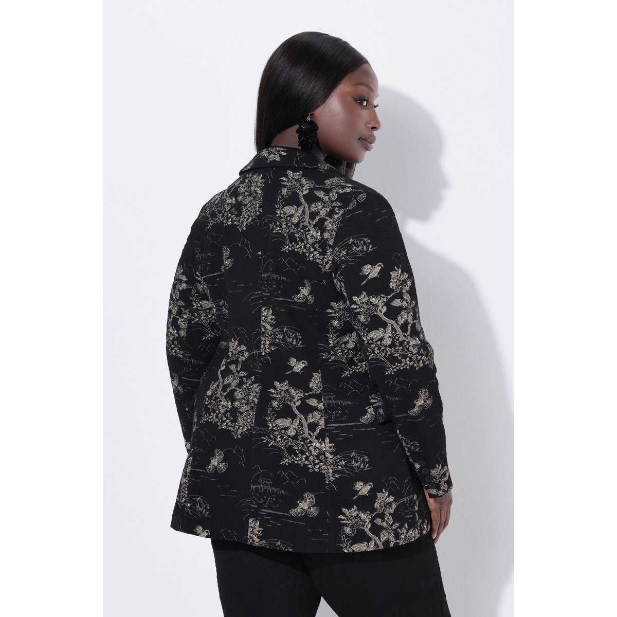 Blazer jacquard à manches longues et col noir, ULLA POPKEN