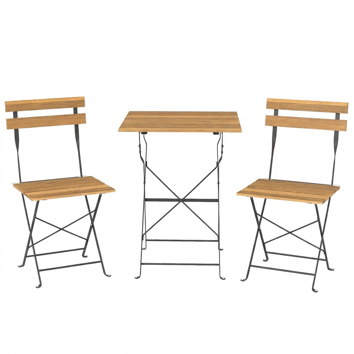 Ensemble de bistrot d'extérieur Métal bois naturel, noir, OUTSUNNY