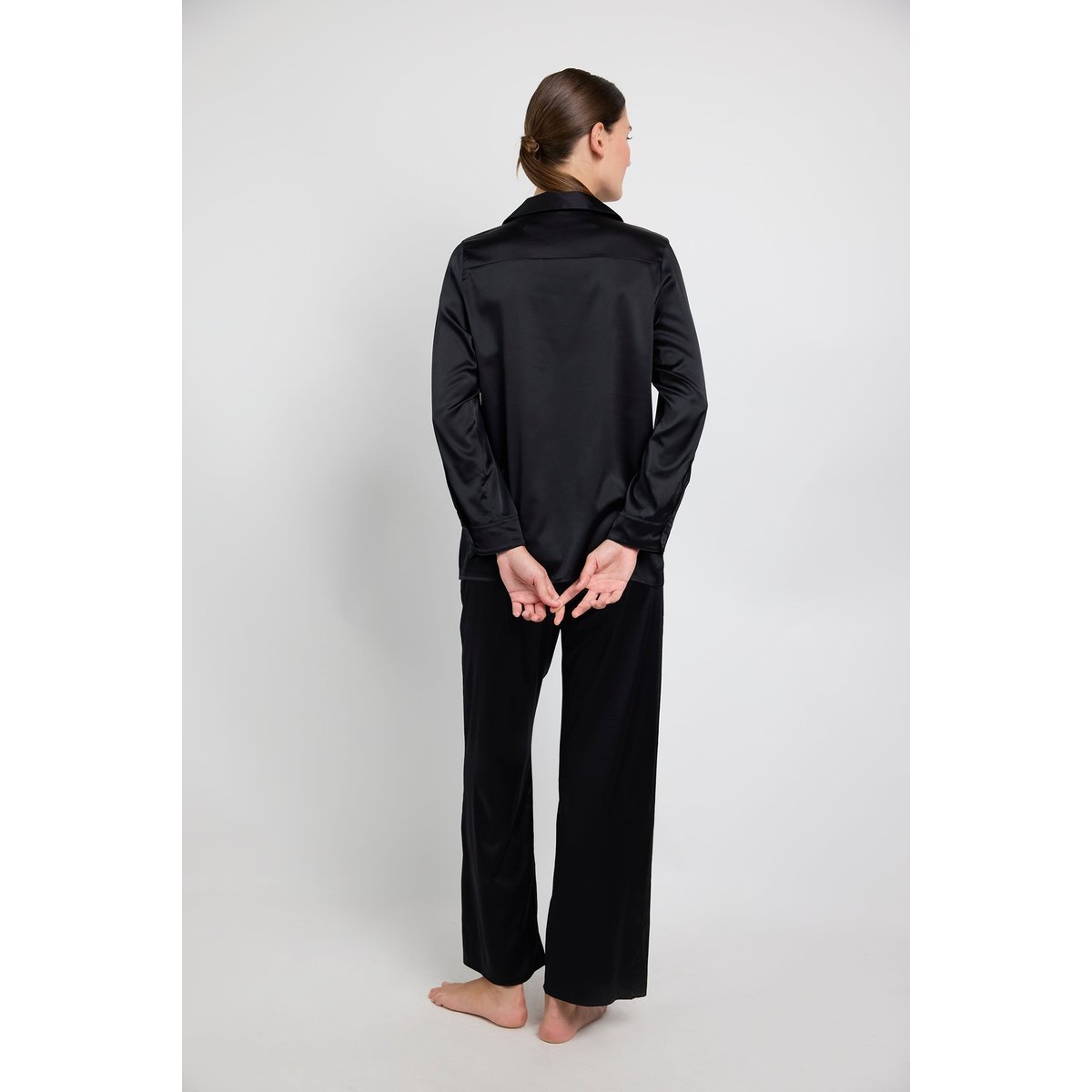 Chemise de nuit en soie SILK'N MOON noir, MAISON LEJABY