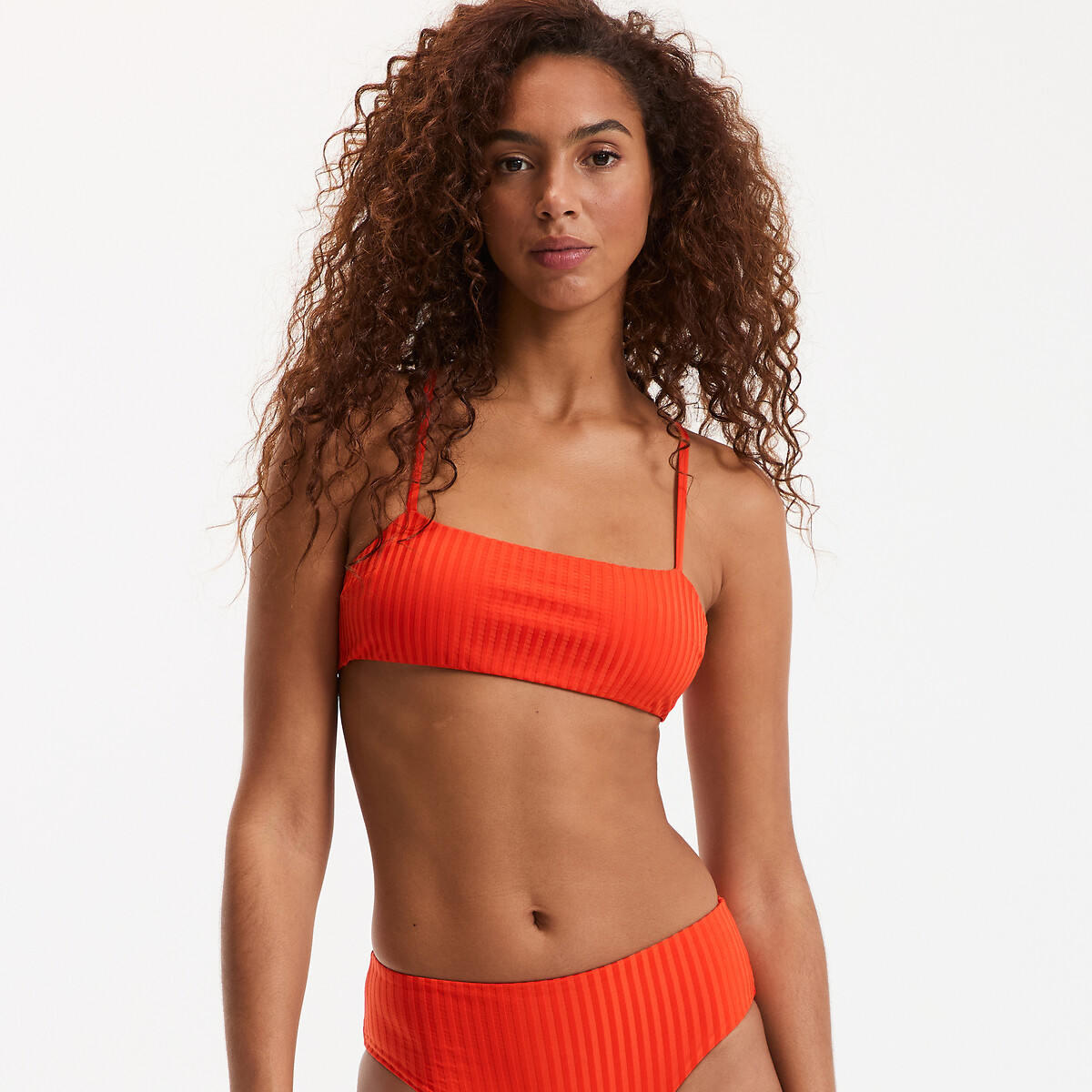 Haut de maillot de bain, brassière, en maille côtes plates, Signature HELENA orange, LA REDOUTE COLLECTIONS