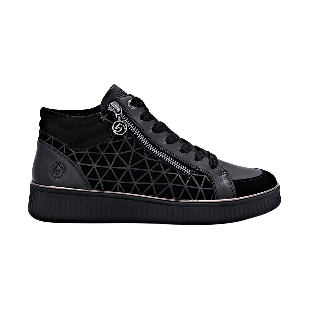 Basket Montante Cuir Goatsuede noir, REMONTE