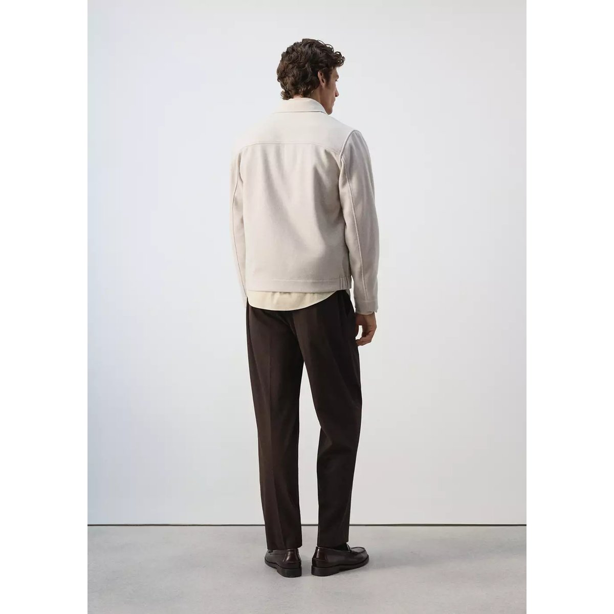 Veste en drap à fermeture éclair beige, MANGO MAN