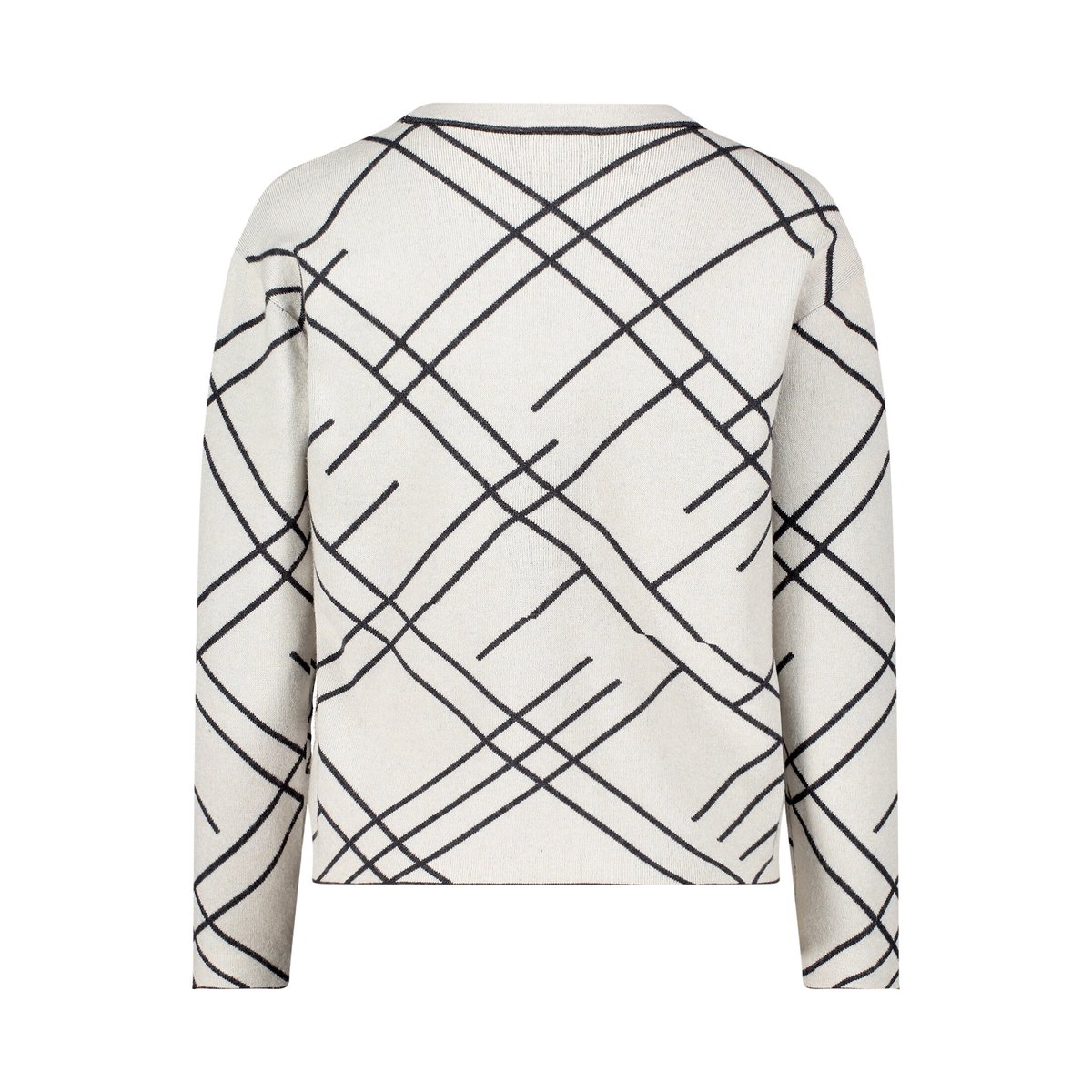 Pull-over en maille à motif jacquard patch beige/grey, BETTY BARCLAY