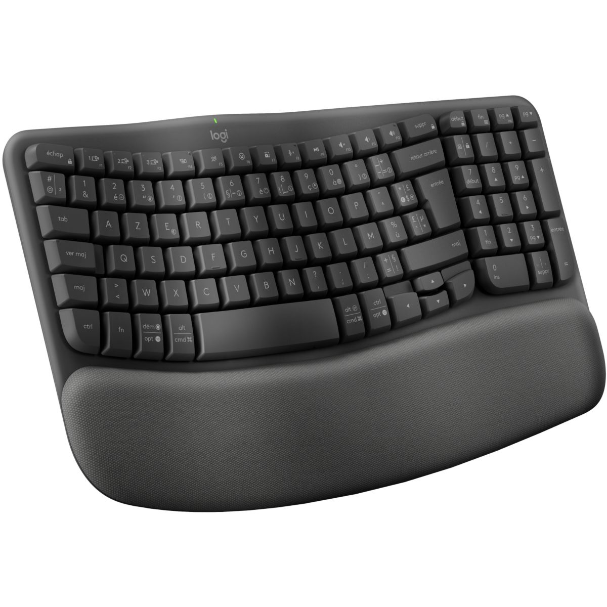 Clavier sans fil Wave Keys ergonomique +  repose poignets couleur unique, LOGITECH
