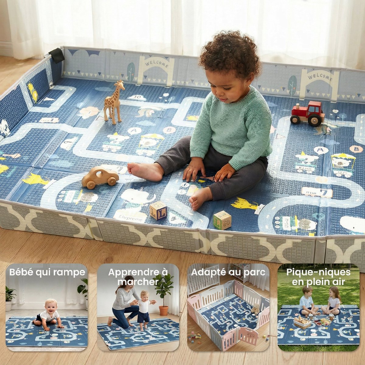 Tapis de jeu pour enfants XPE multicolore multicolore, AIYAPLAY