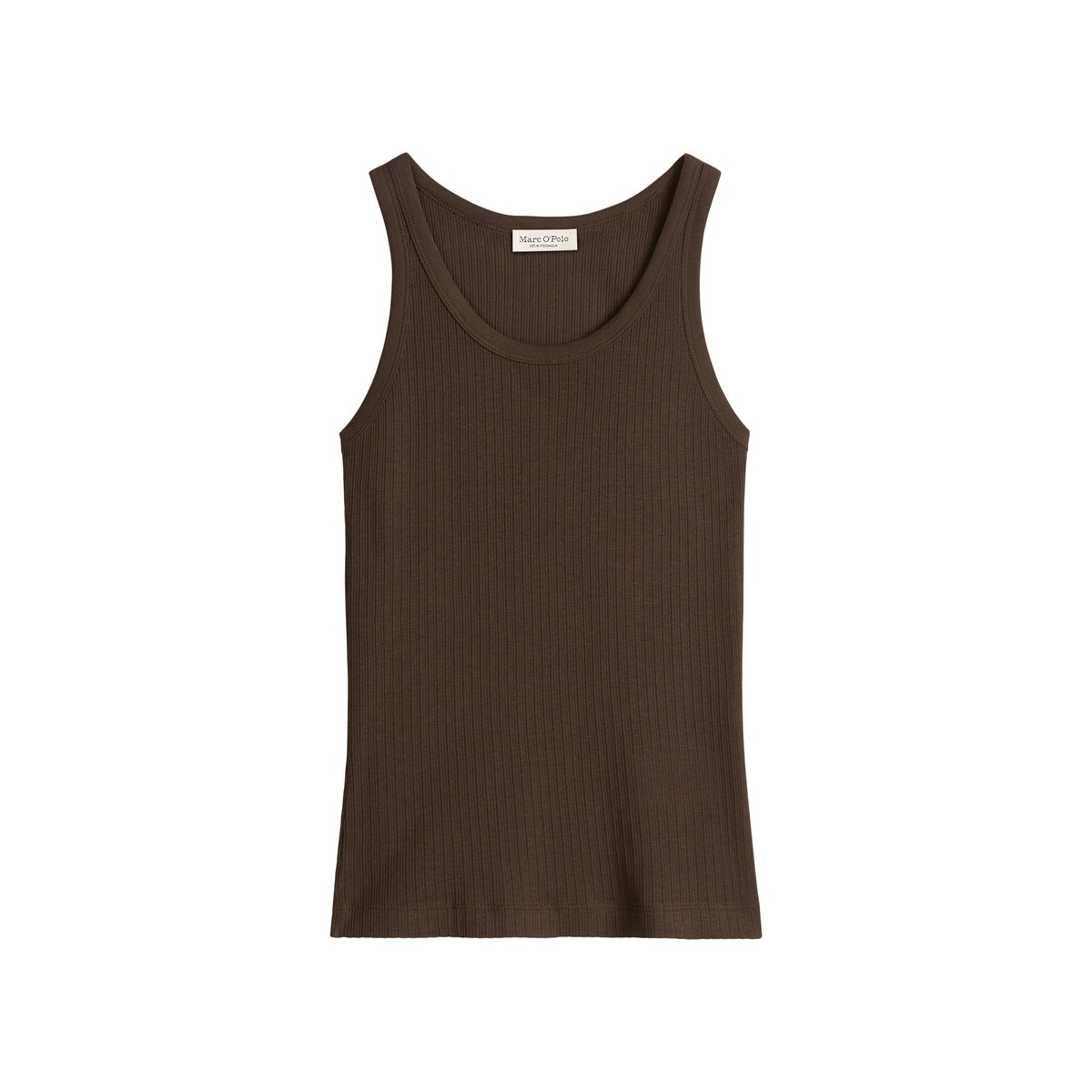 Débardeur côtelé slim en jersey de coton modal bio gris foncé, MARC O'POLO