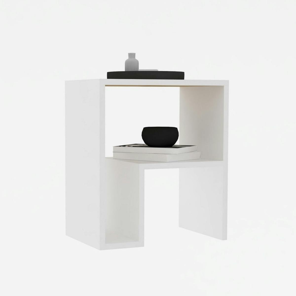 Table d'appoint rectangulaire forme L MARFA blanc, PIER IMPORT