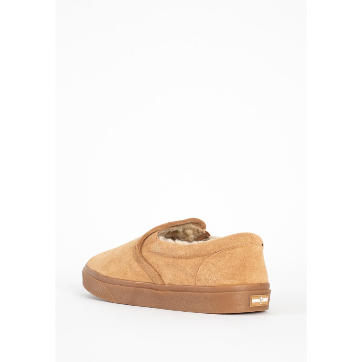 Chaussons en daim fourrés en laine ALDEN marron clair, MINNETONKA