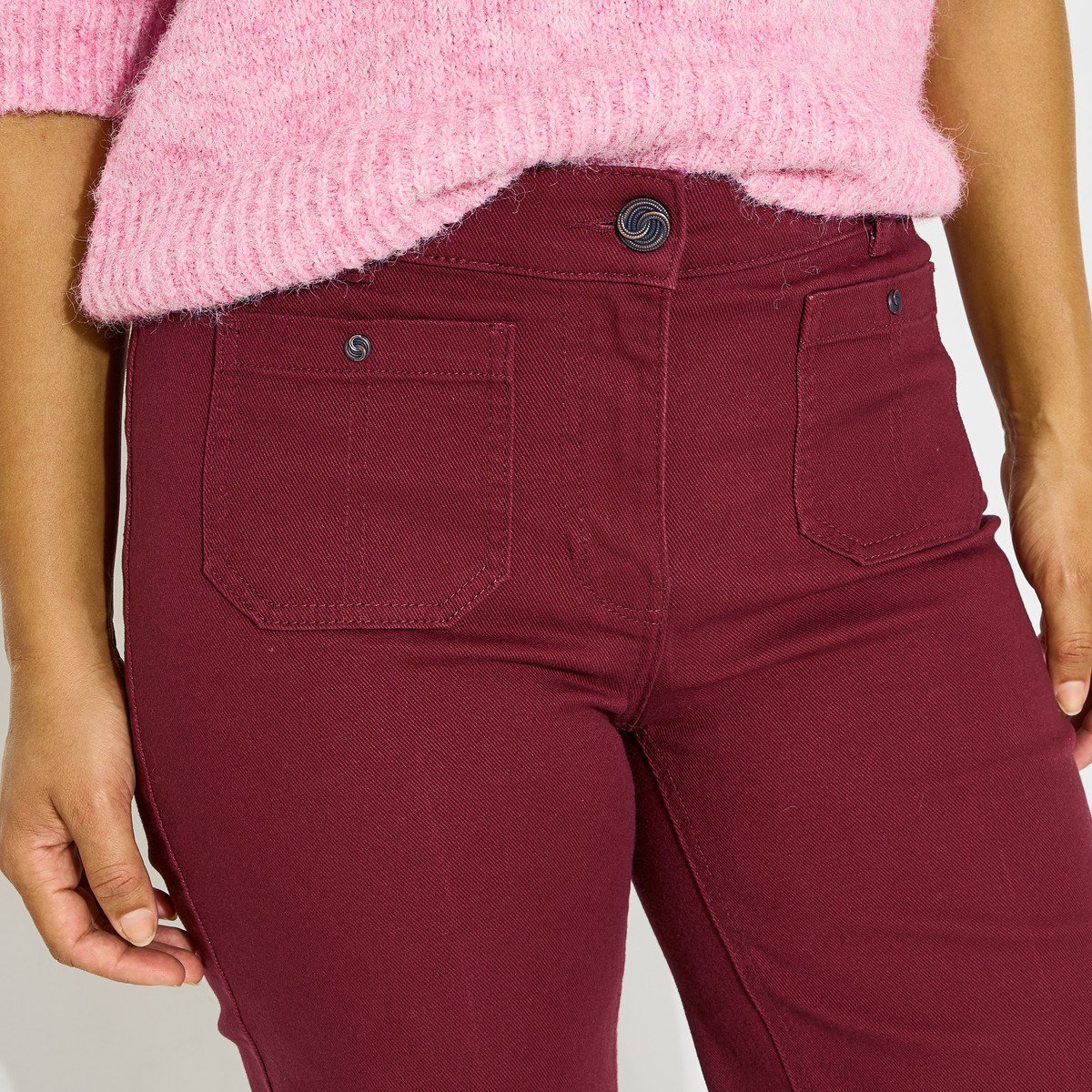 Jean flare GENOVA F02 orange bordeaux, GRAIN DE MALICE