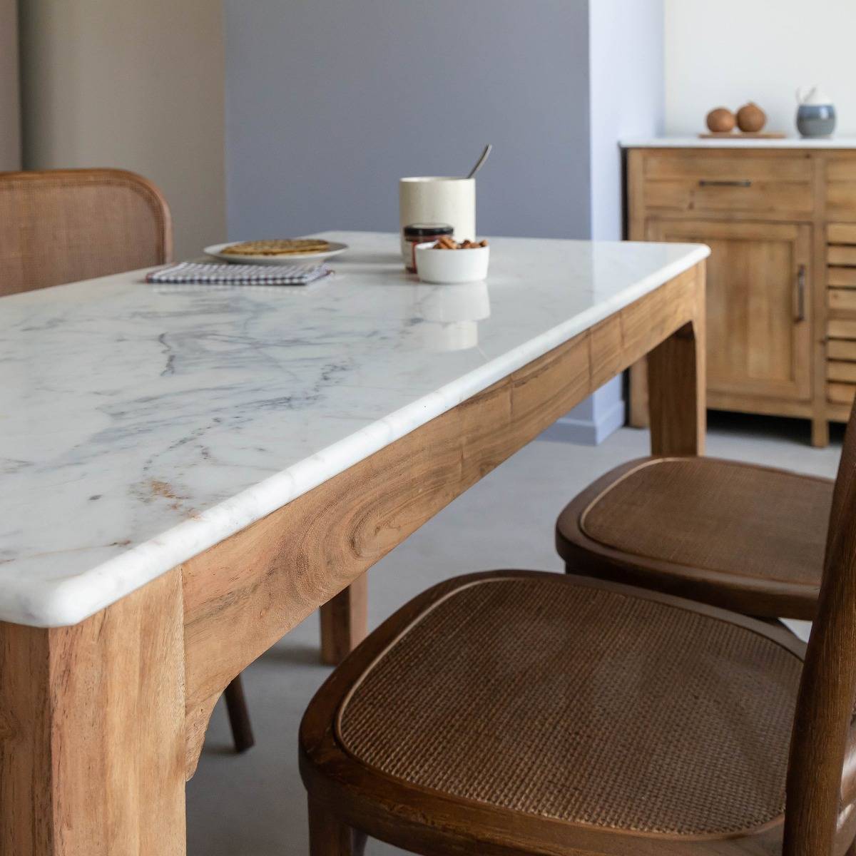 Table à manger en bois de manguier ARTHURO blanc, MADE IN MEUBLES