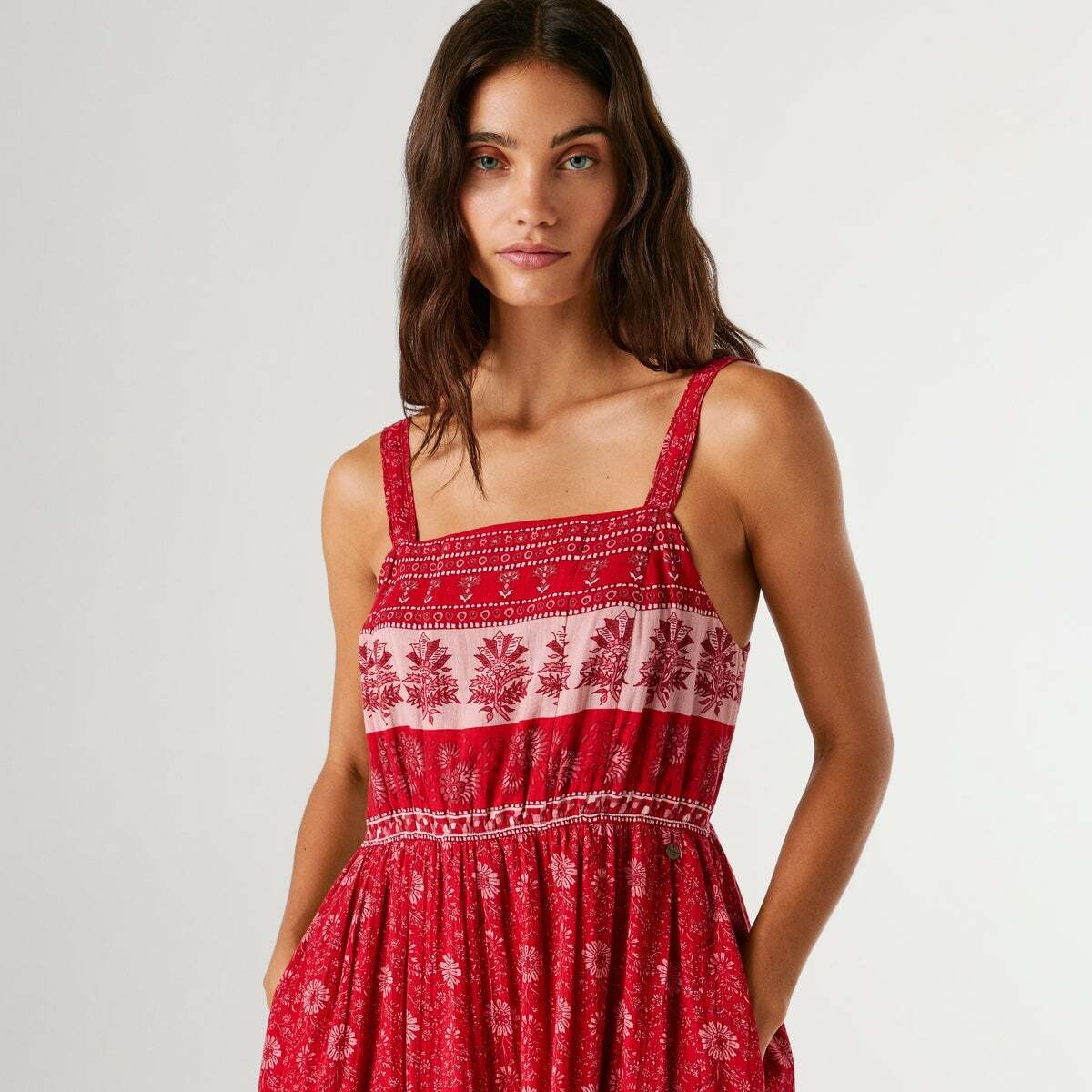 Robe Longue À Imprimé Floral rouge royal, PEPE JEANS
