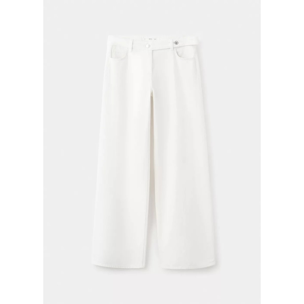 Jean droit détail ceinture blanc, MANGO TEEN