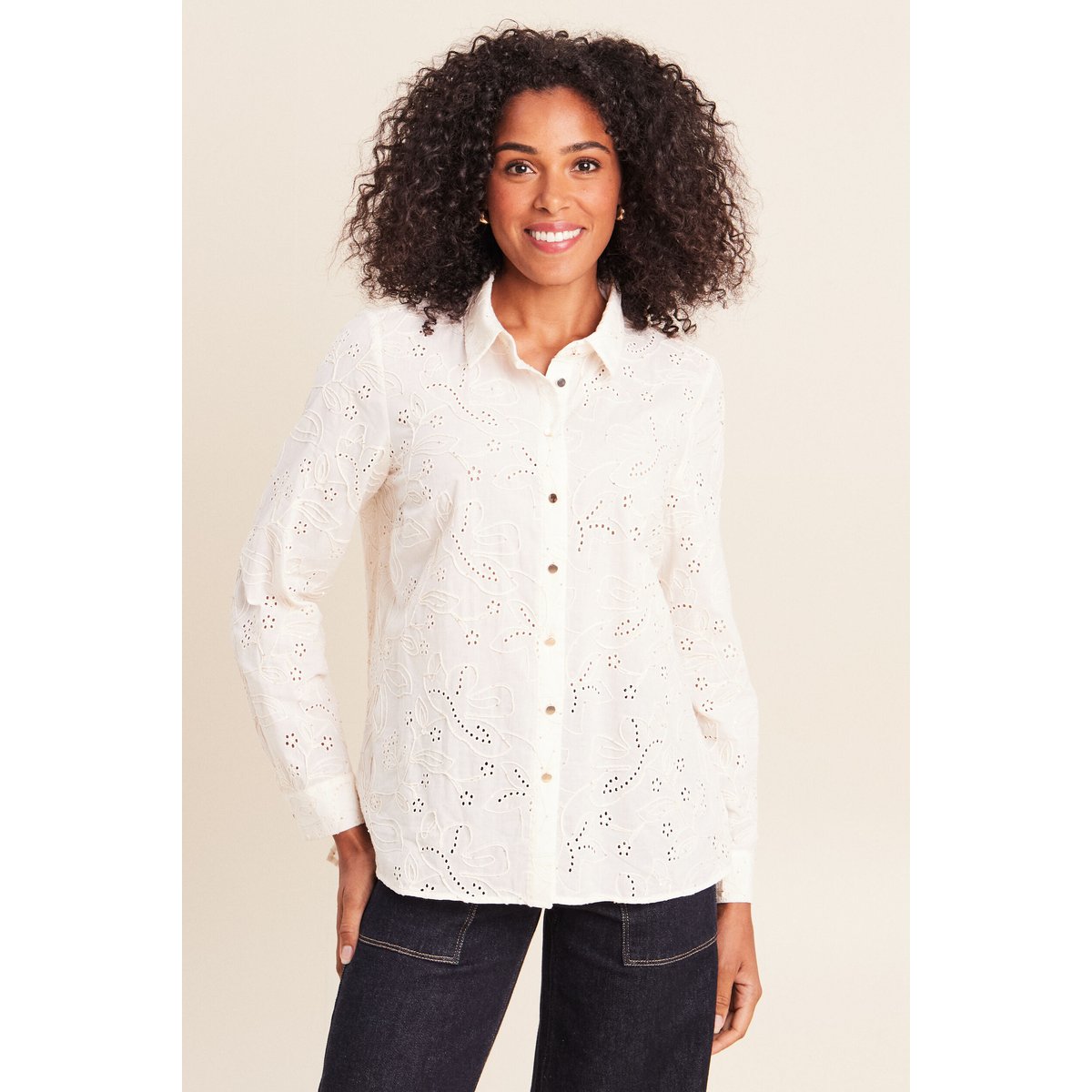 Chemise droite manches longues ecru, BREAL