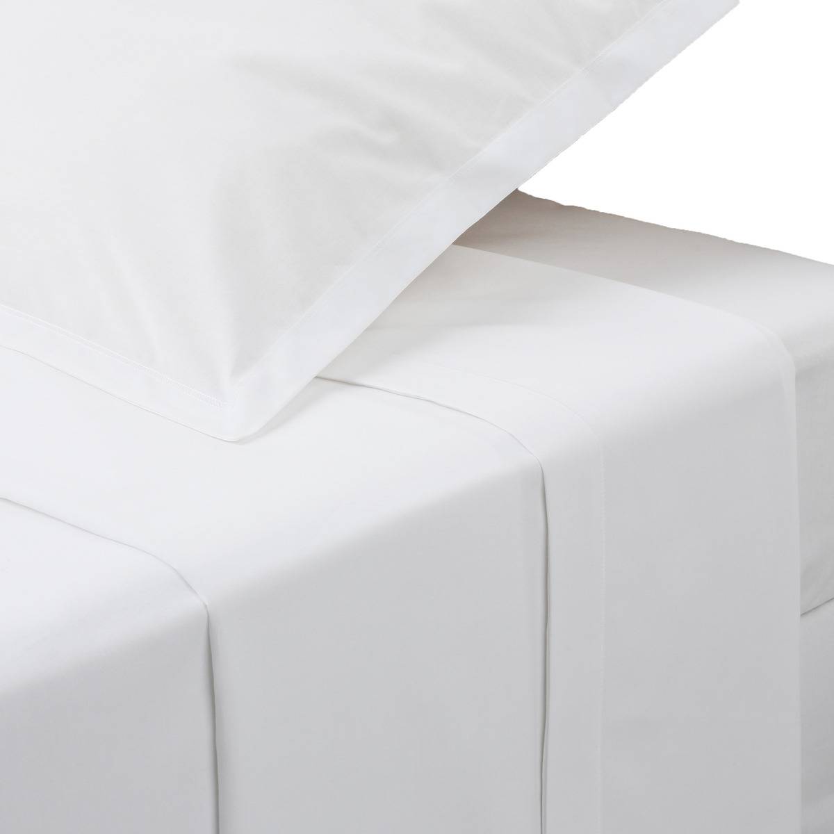 Drap plat percale de coton LANDIHA blanc, ATMOSPHERA