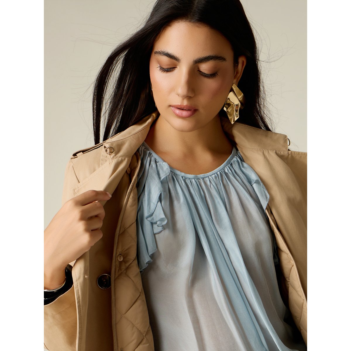 Trench-coat croisé beige, OLTRE