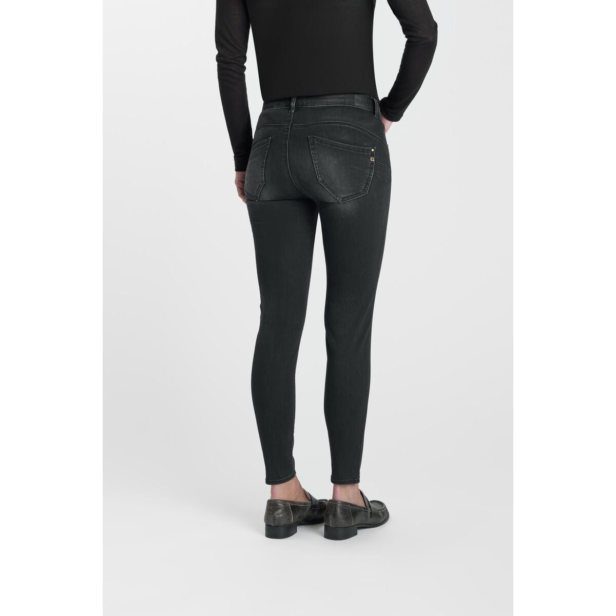 Jeans push-up slim taille haute PULP, 7/8ème black / black, LE TEMPS DES CERISES