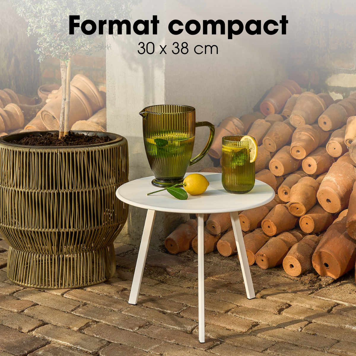Table de jardin SEATLE blanc, MICA DECORATIONS