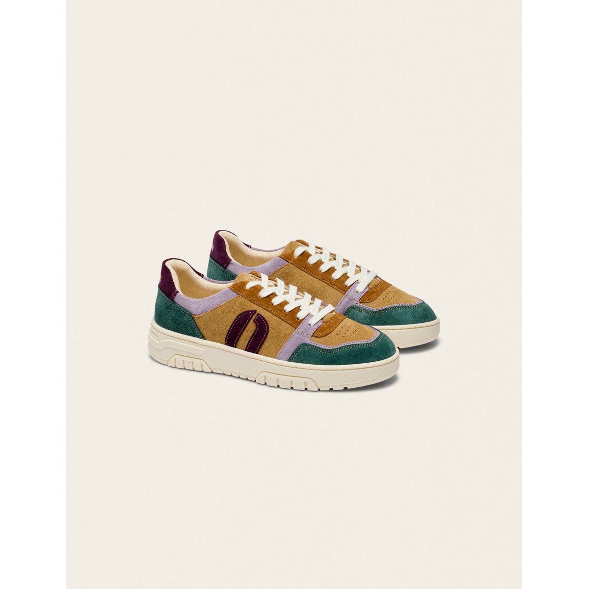 Baskets basses NORA vert lilas beige, ODAJE