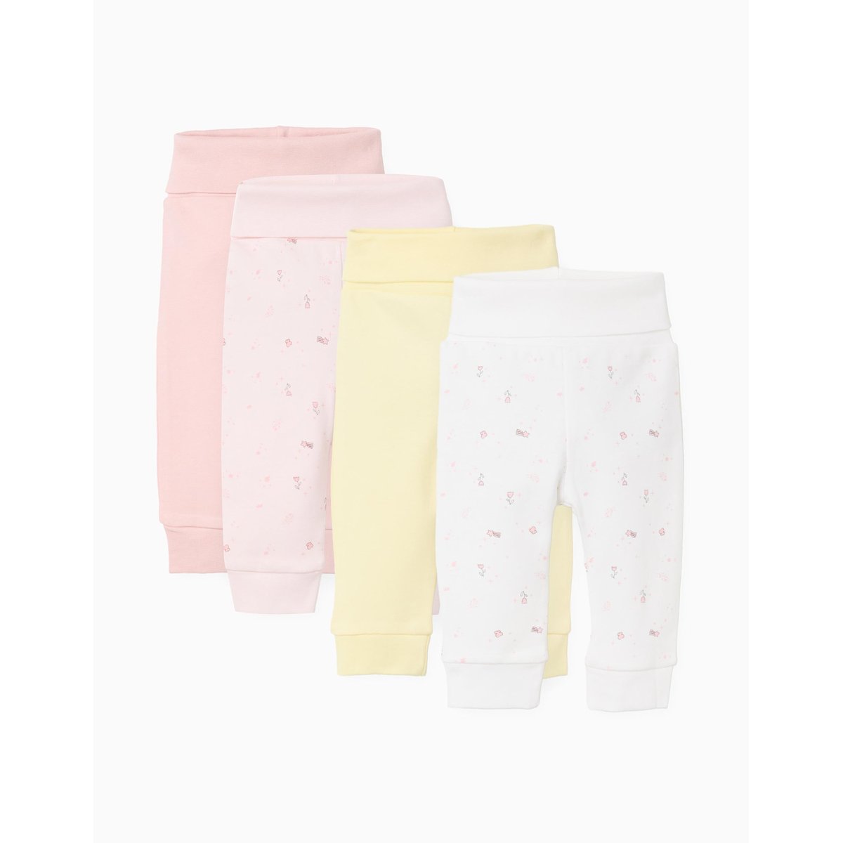 Lot de 4 pantalons en coton unis/à fleurs multicolore, ZIPPY