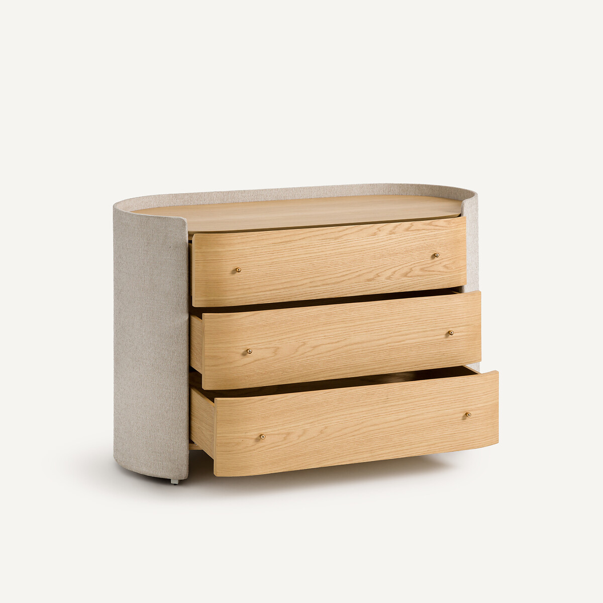 Commode 3 tiroirs, plaqué chêne et tissu, Firmo chêne naturel, AM.PM