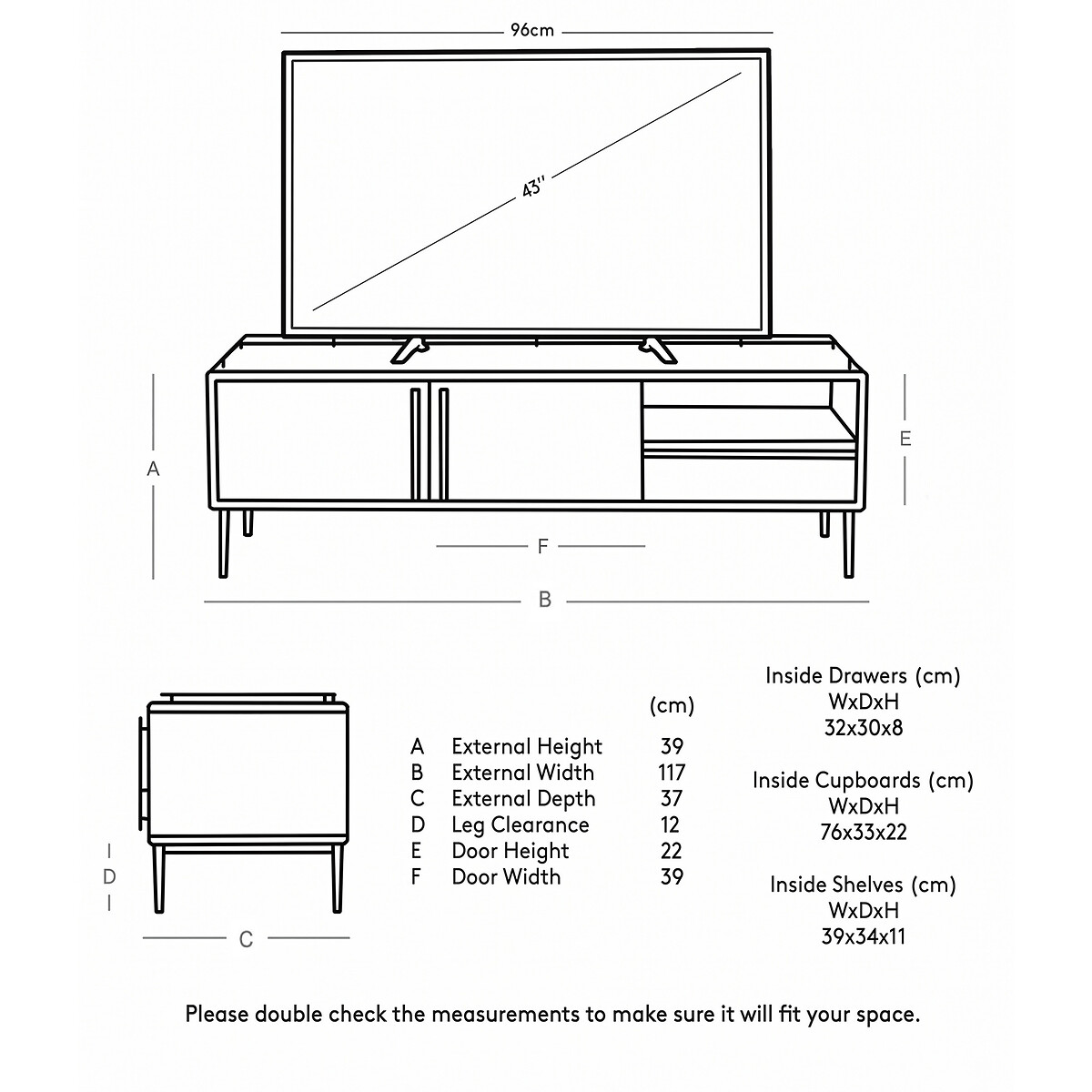 Connaught Acacia Wood 2 Door 1 Drawer Media Unit dark acacia wood, SWOON
