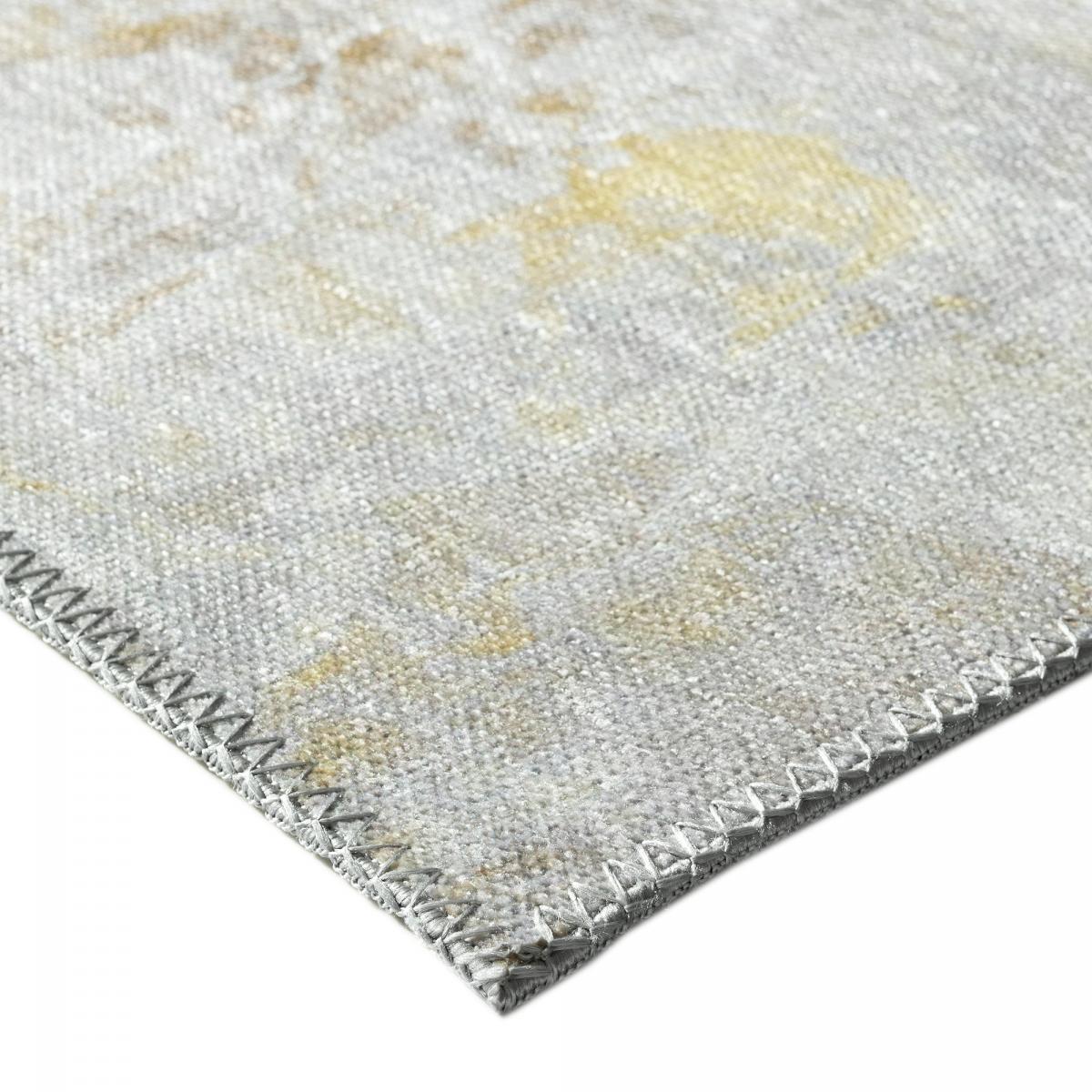 Tapis salon et chambre tissé en coton motif damier CARRAL gris, or, UN AMOUR DE TAPIS