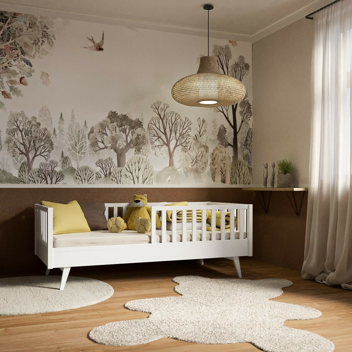 Lit enfant Montessori Bois massif ROMEO blanc, AKITEN RETAIL