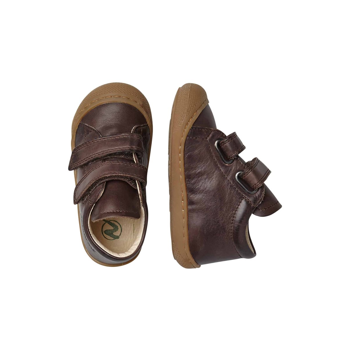 Chaussures premiers pas en cuir COCOON VL marron foncé, NATURINO