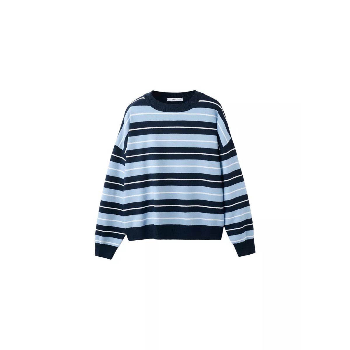 Pull-over en maille à rayures bleu marine foncé, MANGO