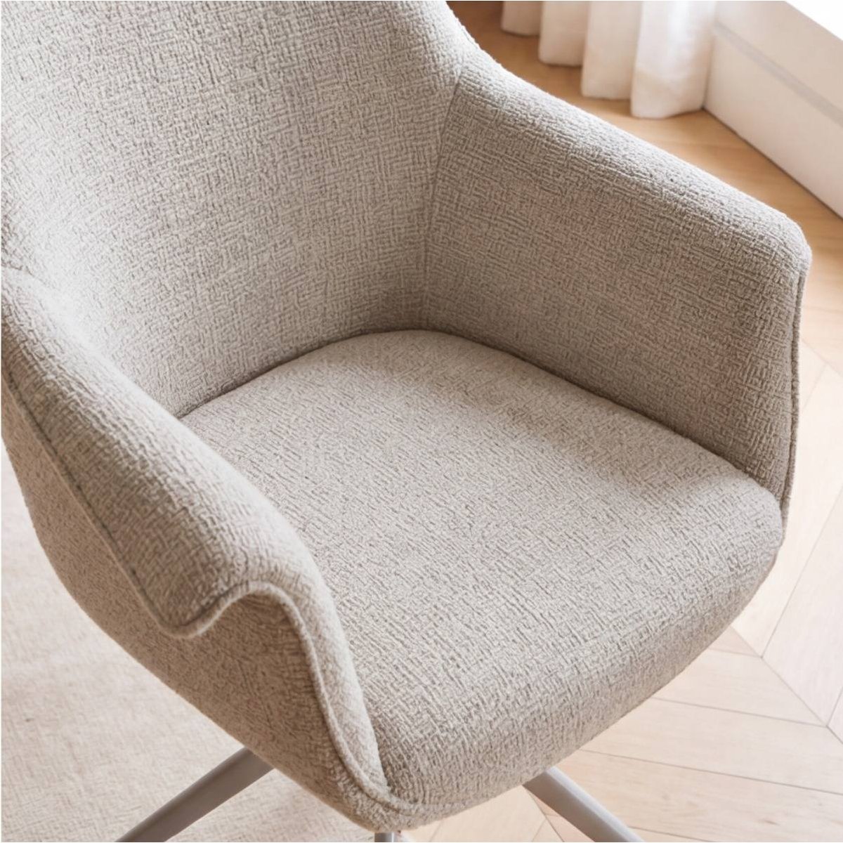 Lot de 2 chaises en tissu FLORINE beige, MADE IN MEUBLES