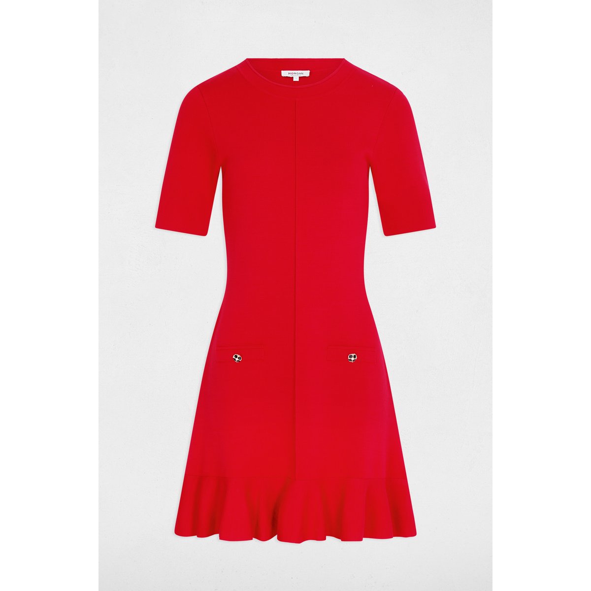 Robe courte cintrée rouge, MORGAN