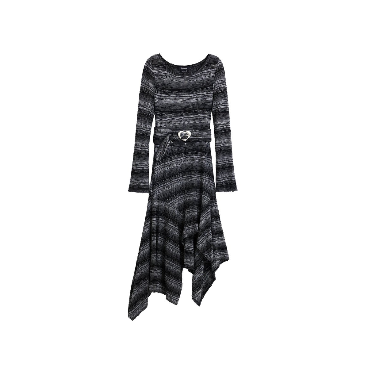 robe midi asymétrique en maille noir, DESIGUAL