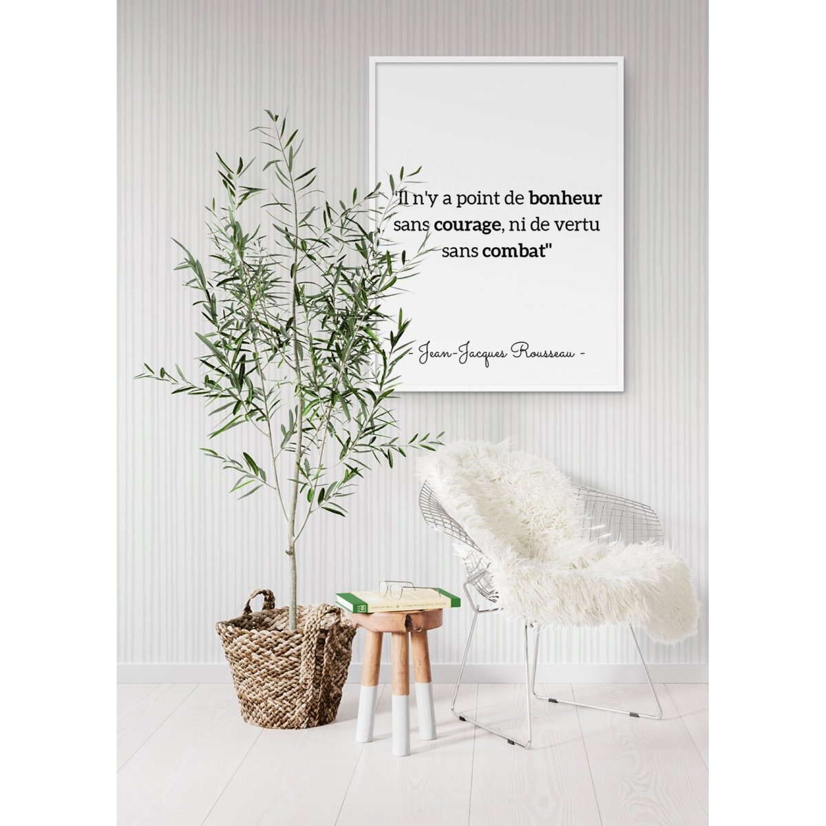 Affiche Rousseau : 'Il n'y a point de bonheur...' blanc, L'AFFICHERIE