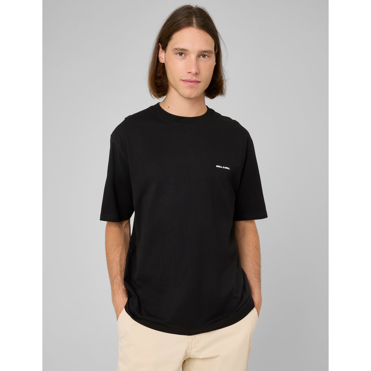 T-shirt imprimé poitrine noir, BZB