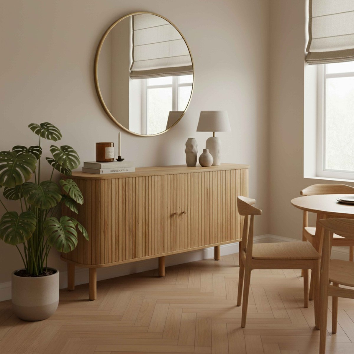 Buffet effet bois 2 portes 140 cm , TAYLOR bois clair, OVIALA