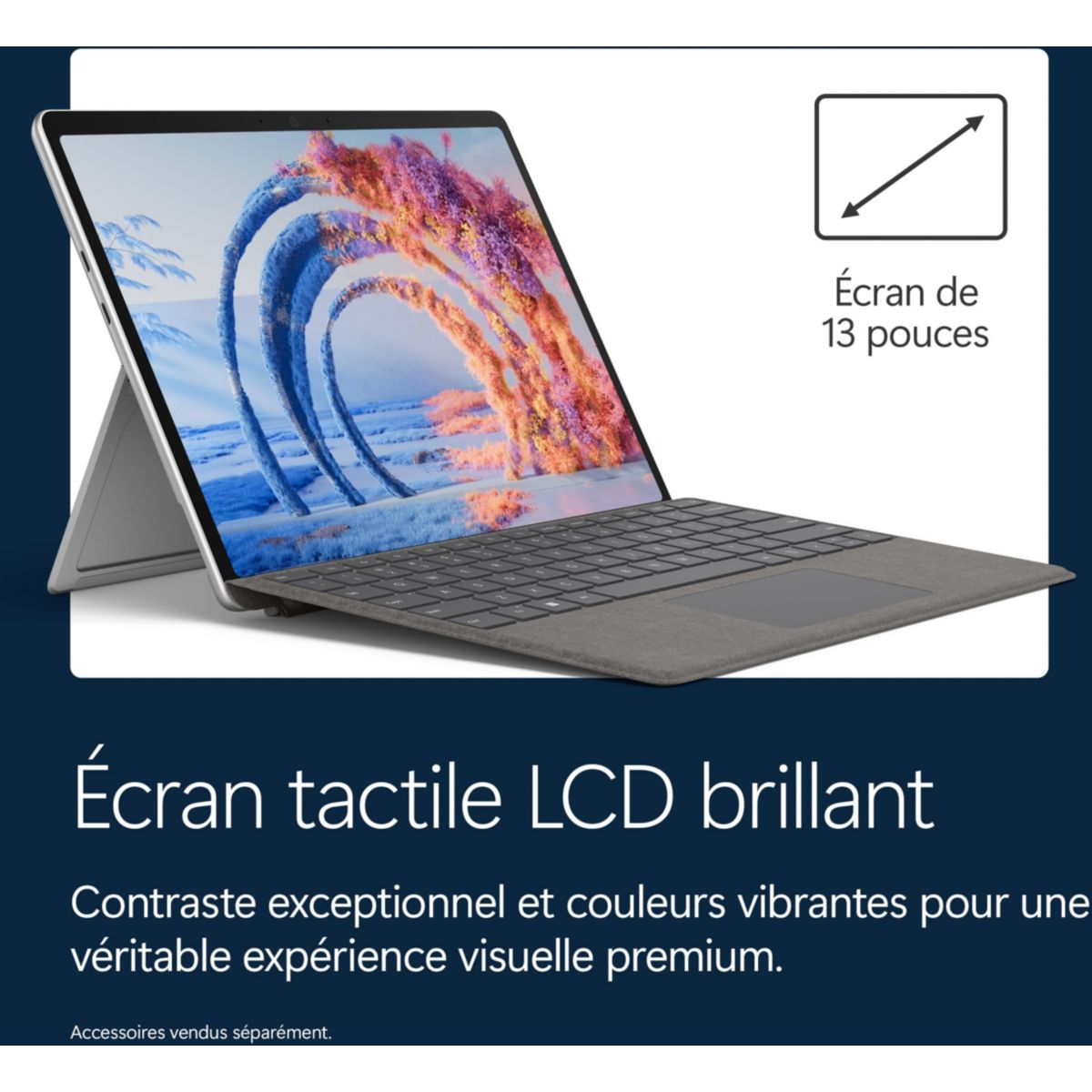 PC Hybride SURFACE PRO 12e PLATINE 13" Tactile Snapdragon X plus 16 Go RAM LPDDR5x SSD 256 Go Copilot+PC couleur unique, MICROSOFT