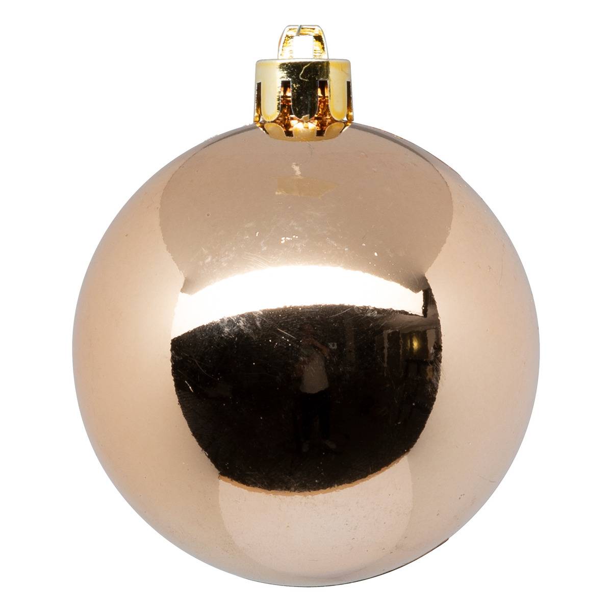 Boule de Noël plastique 70mm x8 nude beige, ATMOSPHERA