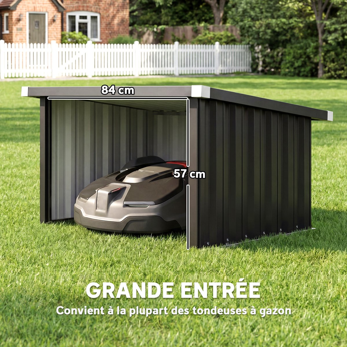Abri pour tondeuse à gazon Acier galvanisé gris, OUTSUNNY