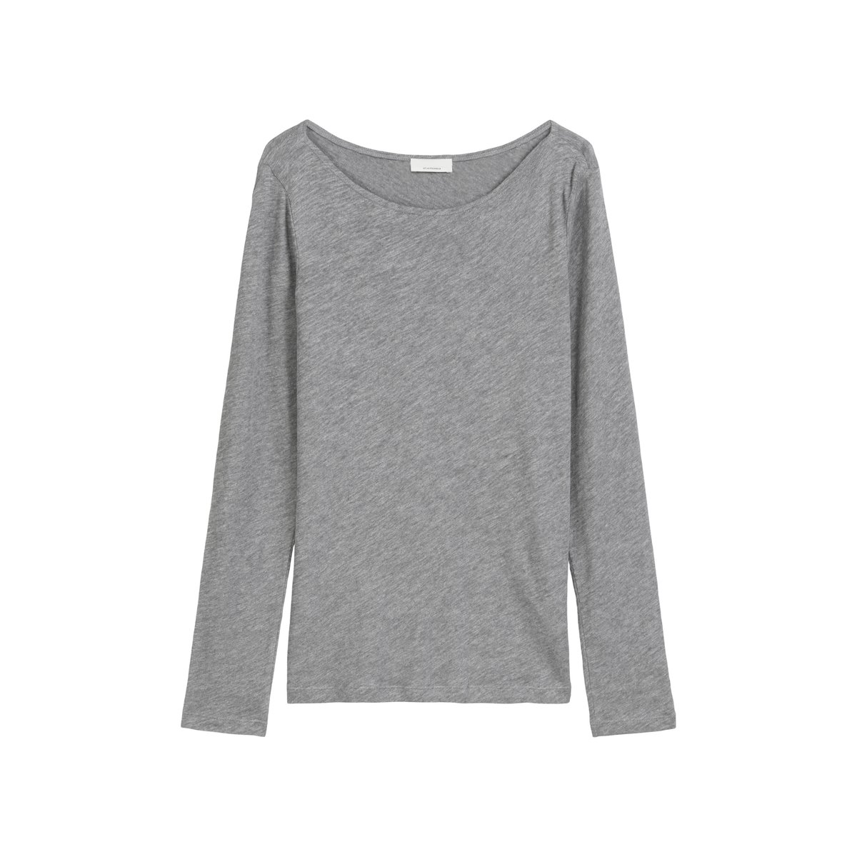T-shirt long U-Boot regular en qualité Organic Cotton marron gris, MARC O'POLO