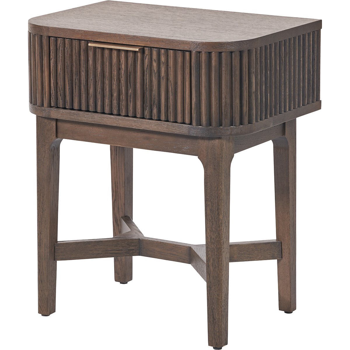 Renzo Fluted Oak Bedside Table smoked oak, ÉDITÉ