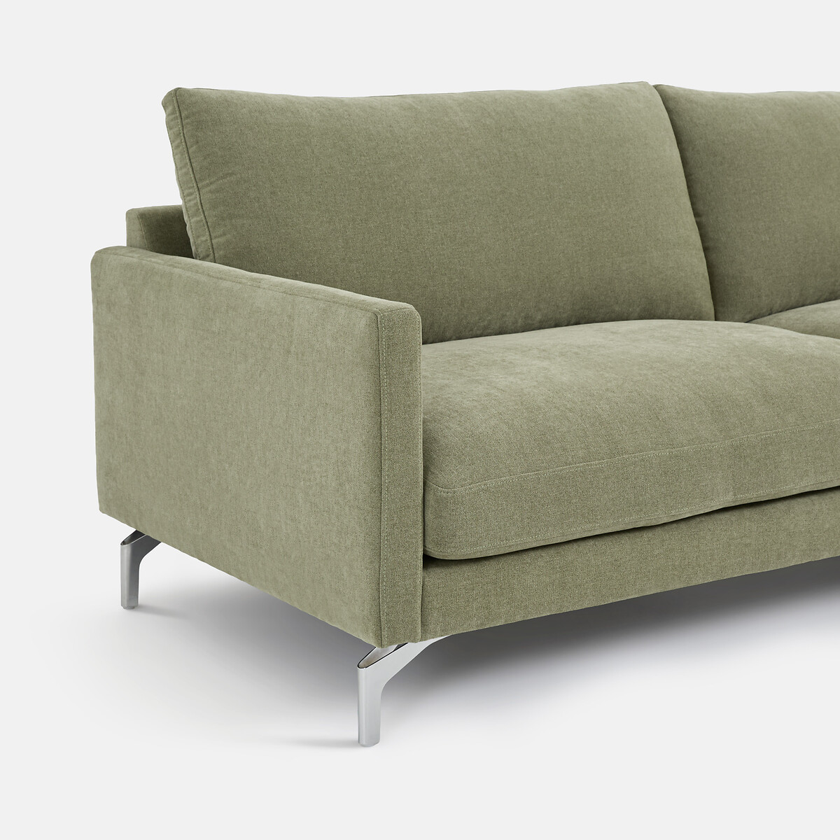 Canapé droit 2, 3 ou 4 places, en polyester chiné, LADY vert eucalyptus, LA REDOUTE INTERIEURS