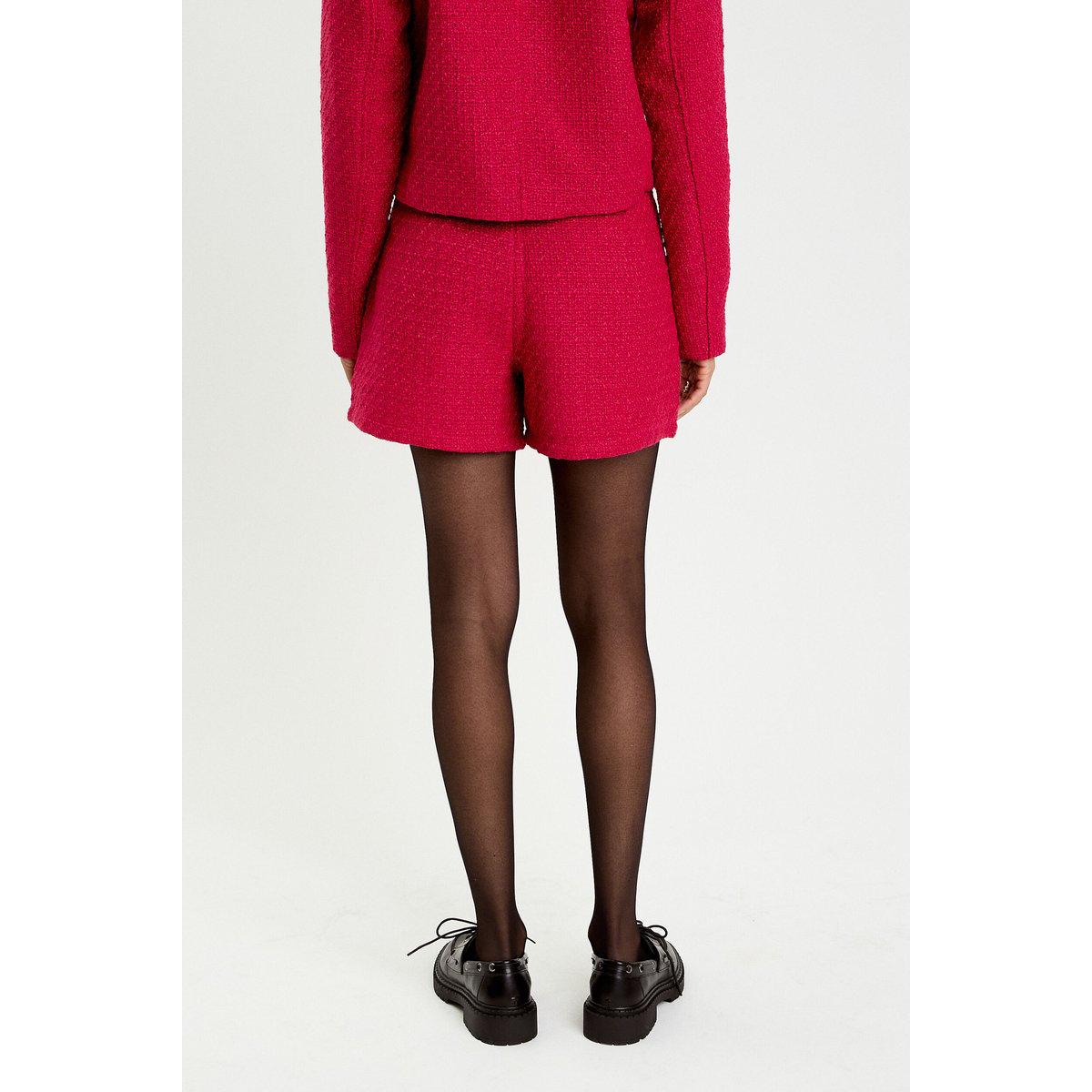 Short tweed taille haute rouge clair, CACHE CACHE