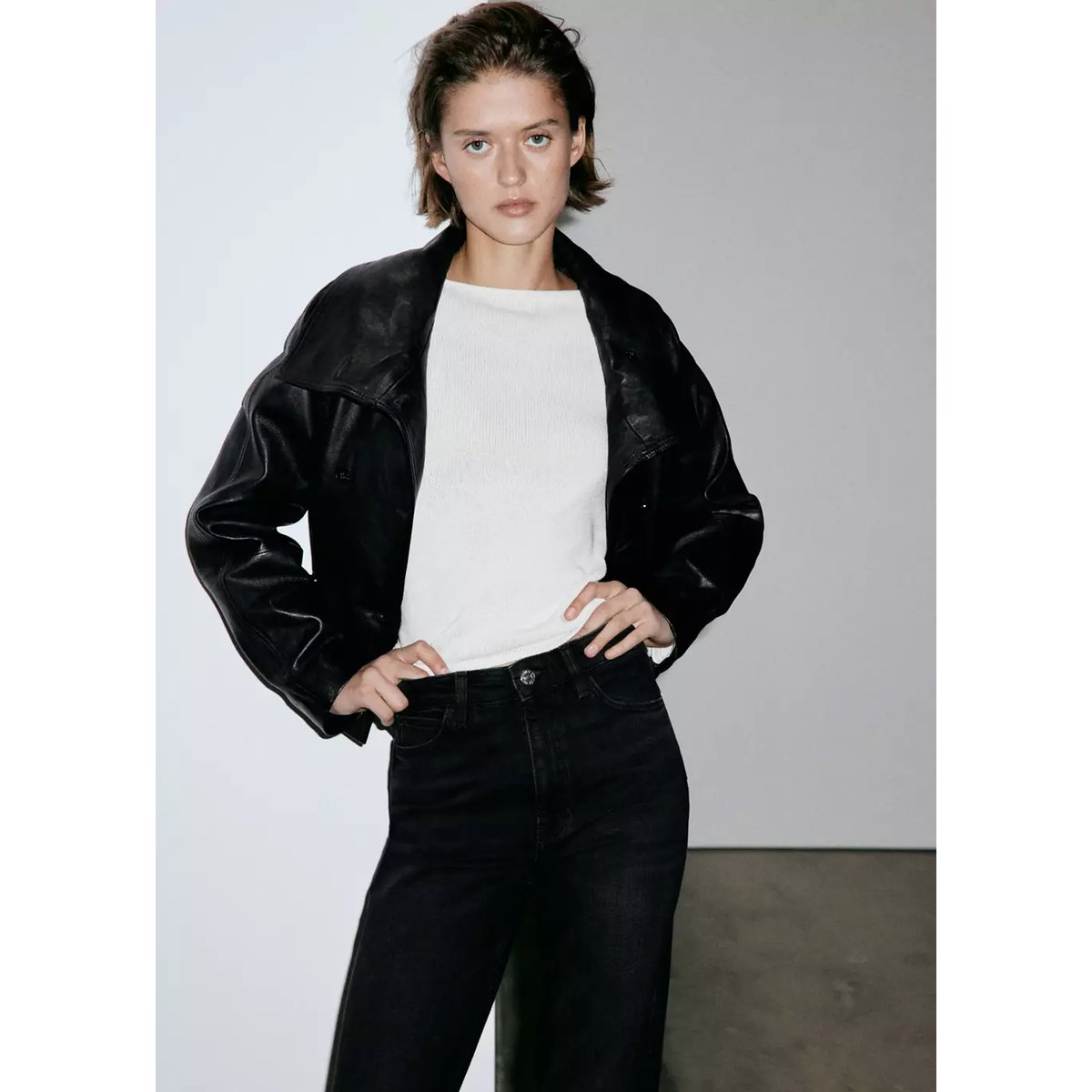 Jean Newmom confort taille haute black denim, MANGO