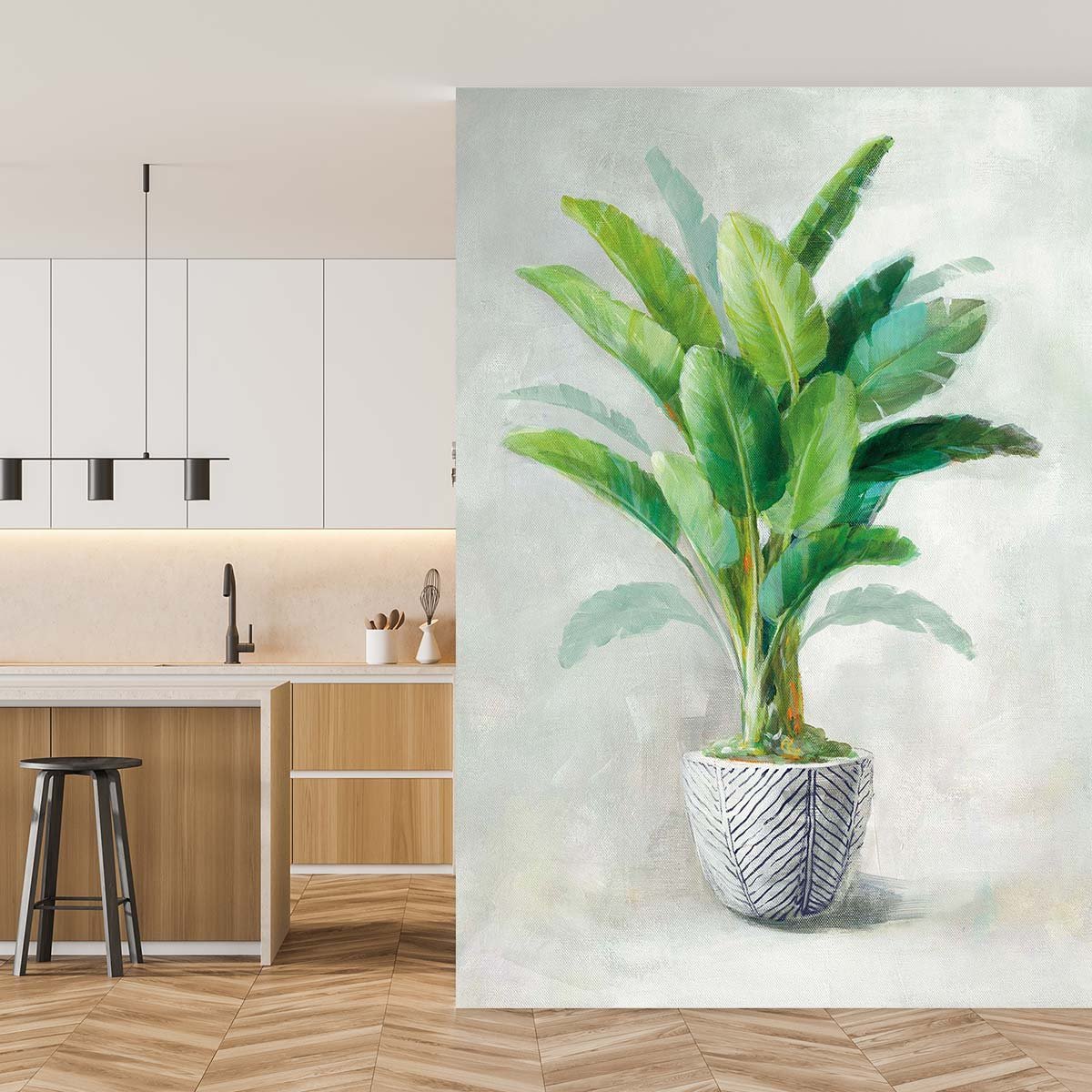 Papier peint exotique plante tropicale alpinia en aquarelle intissé, HEXOA