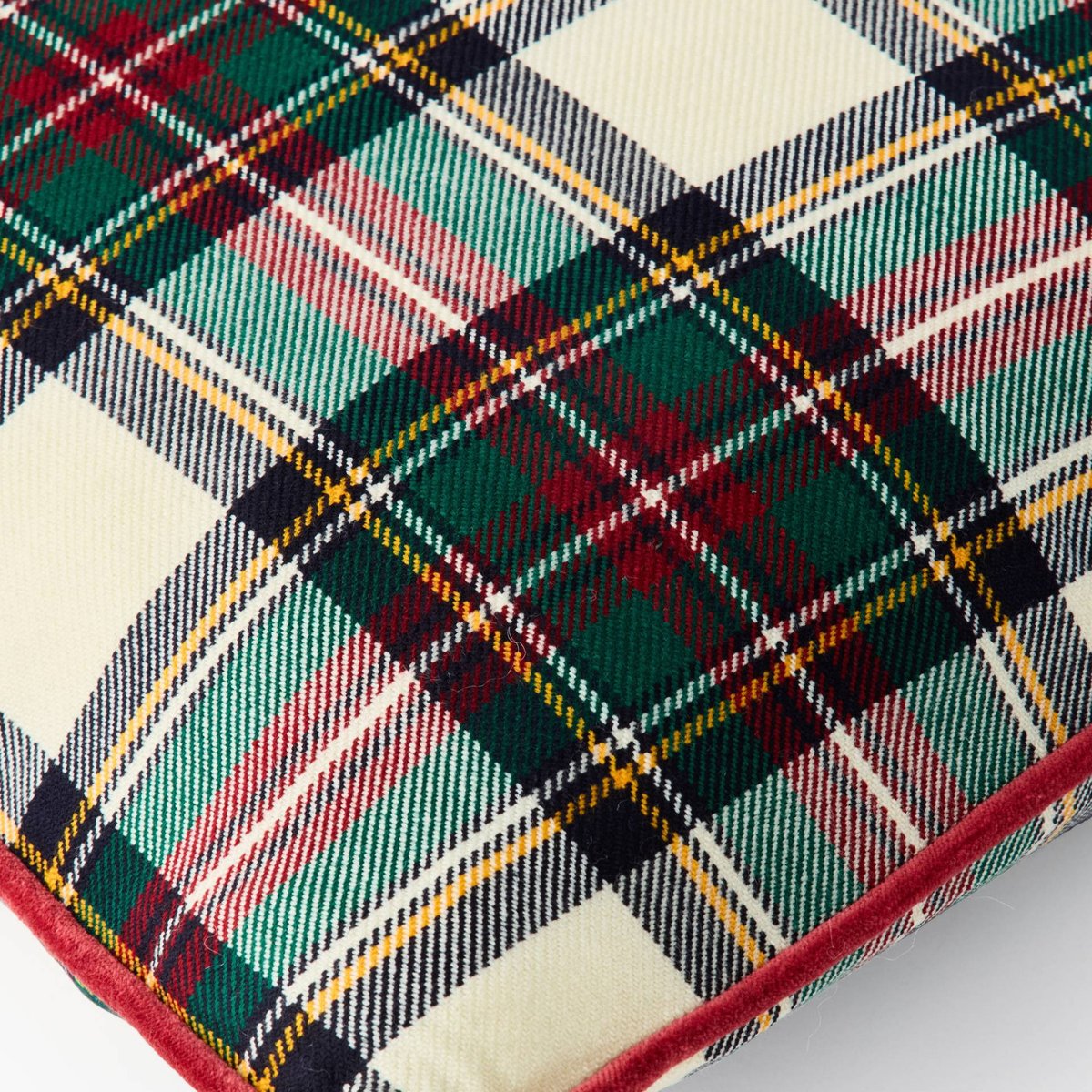 Coussin tartan, 45x45cm velours, MONOPRIX